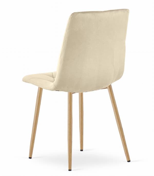 LIBRA stol - ljusbeige sammet / träfärgade ben x 4