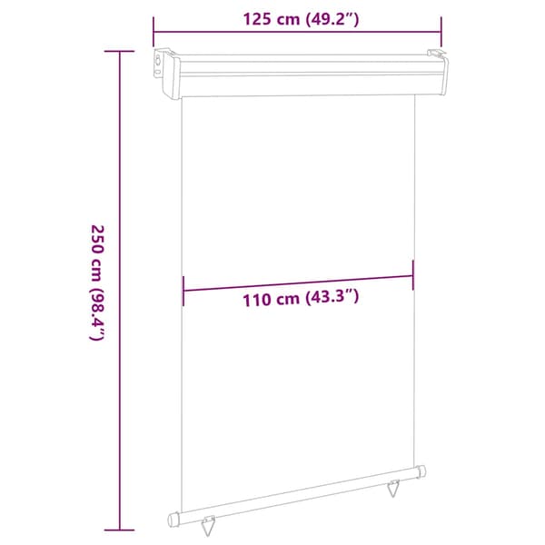 vidaXL sidemarkise til balkon 120 x 250 cm grå