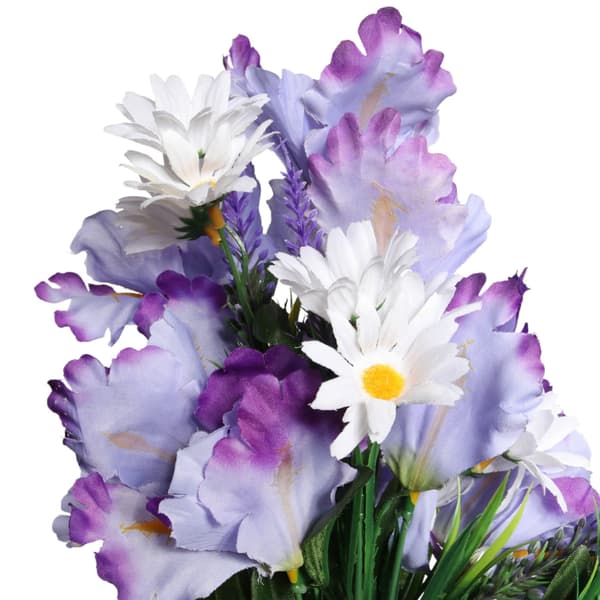 Buket med 14 grene med iris og margueritter 50 cm