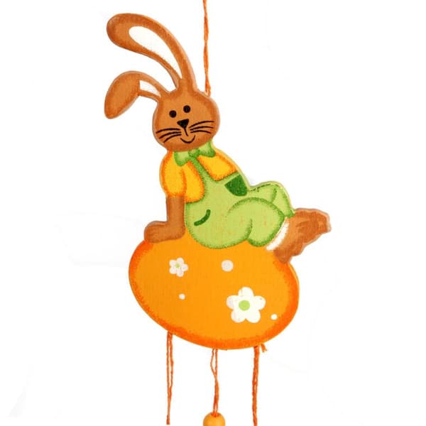 Kaninformat hänge med klocka, orange, 24 cm