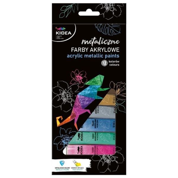 Metalliska akrylfärger 12x12ml KIDEA