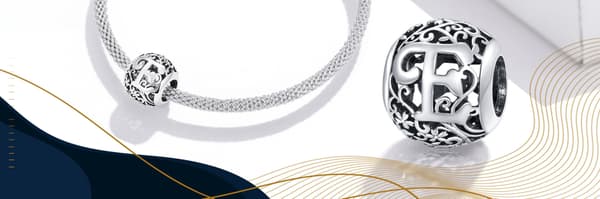 Berlocker bokstaven E silver 925 silver bokstavspärla hänge berlocker pr 925