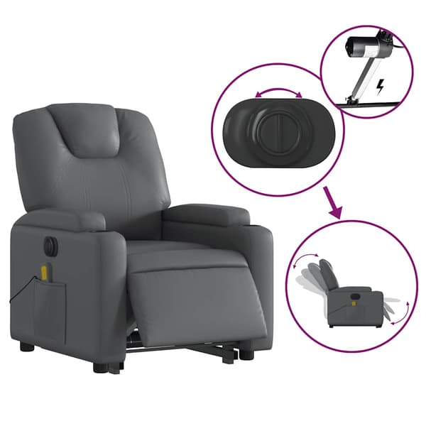 vidaXL elektrisk lænestol med massage, grå