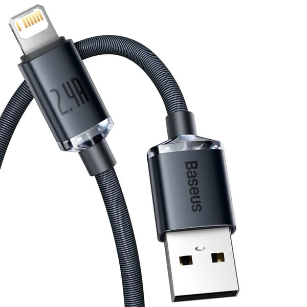 Kabel til hurtig opladning og dataoverførsel USB iPhone Lightning 2.4A 1.2m sort