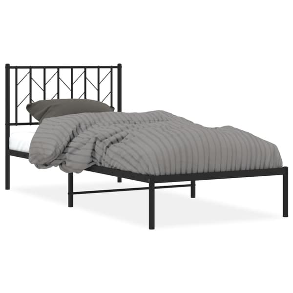 vidaXL metalsengestel med hovedgærde sort 90x190 cm