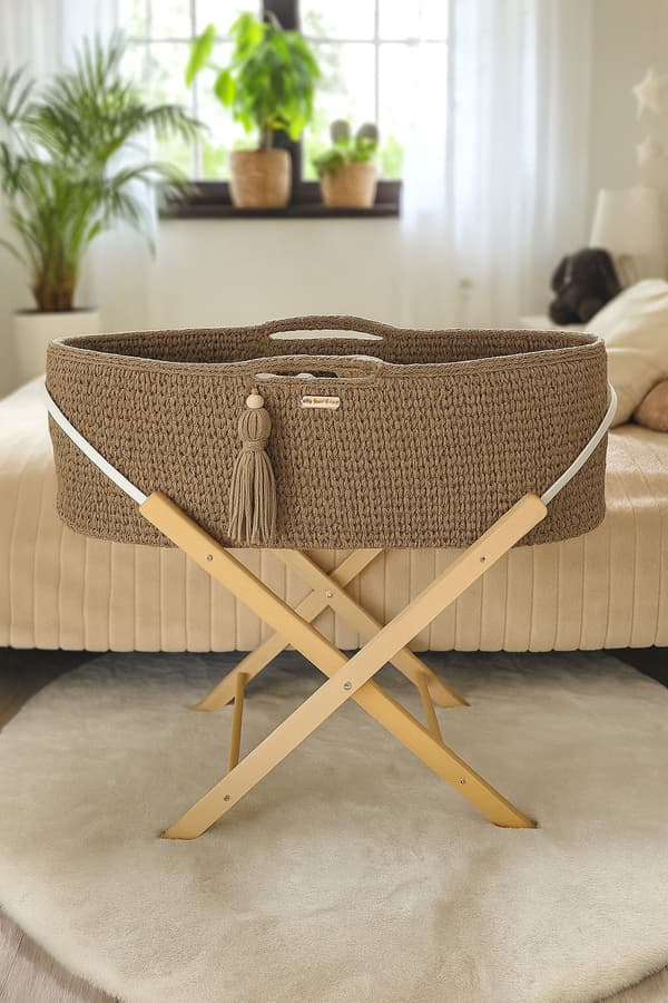 Moses korg BOHO Handgjord med stativ sand