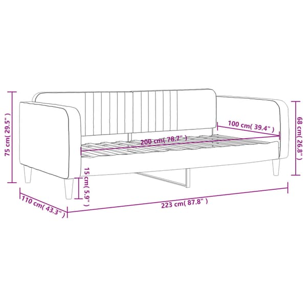 vidaXL Bäddsoffa mörkgrå 100x200 cm sammet