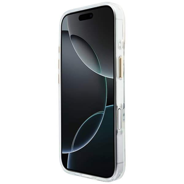 Guess IML Script Metal MagSafe-skal till iPhone 17 Transparent