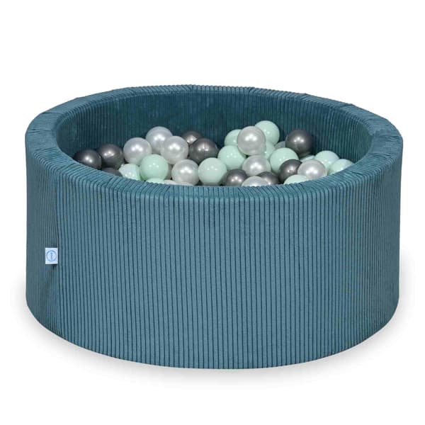 Dry pool 90x40 Corduroy Blå 300 bolde: perle, sølv, lys mint