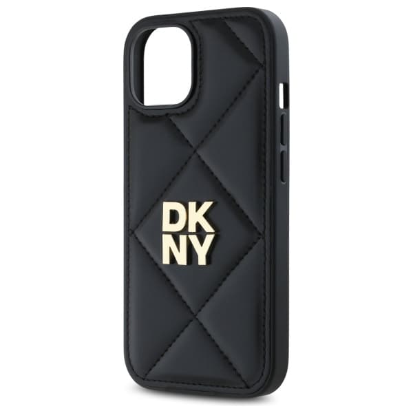DKNY Quilted Stack Logo iPhone 15-skal, svart