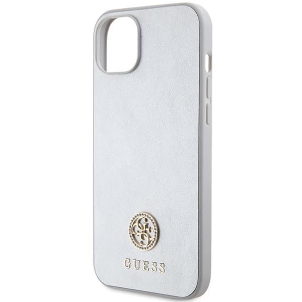 Guess Strass Metal Logo Cover til iPhone 15 Plus, Sølv