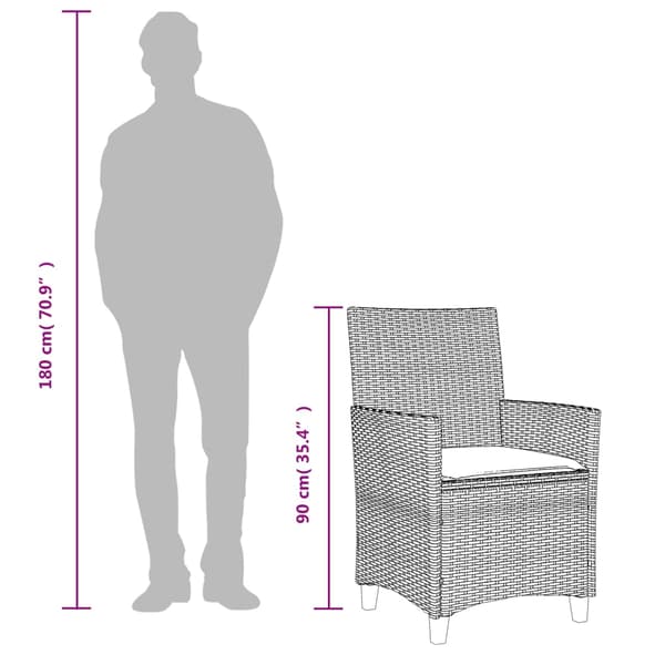 vidaXL Trädgårdsstolar med dynor, set om 2, beige, polyrotting och trä