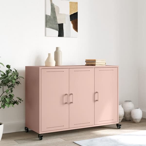 vidaXL skab, lyserød, 100,5x39x72 cm, stål