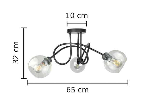 Loftlampe 3xE27 EVIE SORT