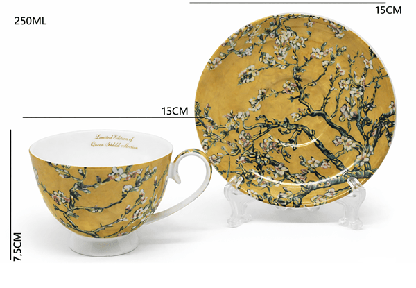 Van Gogh Mandelporslinskopp med fat 250 ml som present