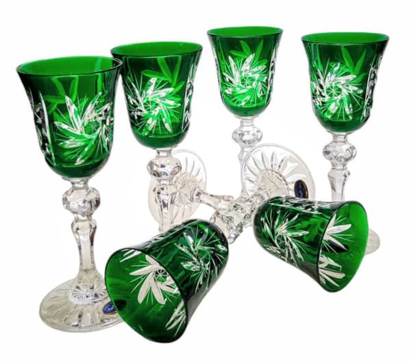 Smaragdkristalllikörglas 60ml Olive Grinder 6 stycken