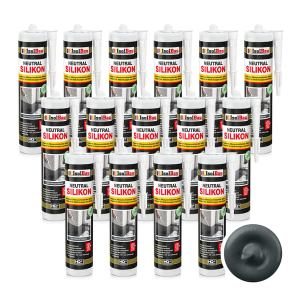 IsolBau Neutral Silikone Antracit Neutralsilikone 15 x 300ml