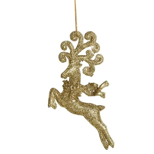 Dekorativ glitterhängare ren 18 cm guld