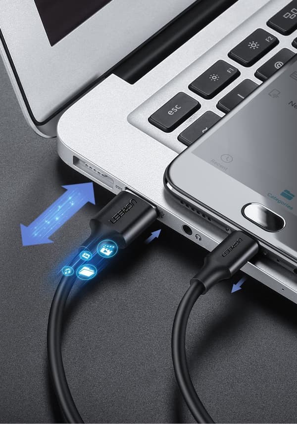 USB-kabel - mikro-USB 2A 2m svart