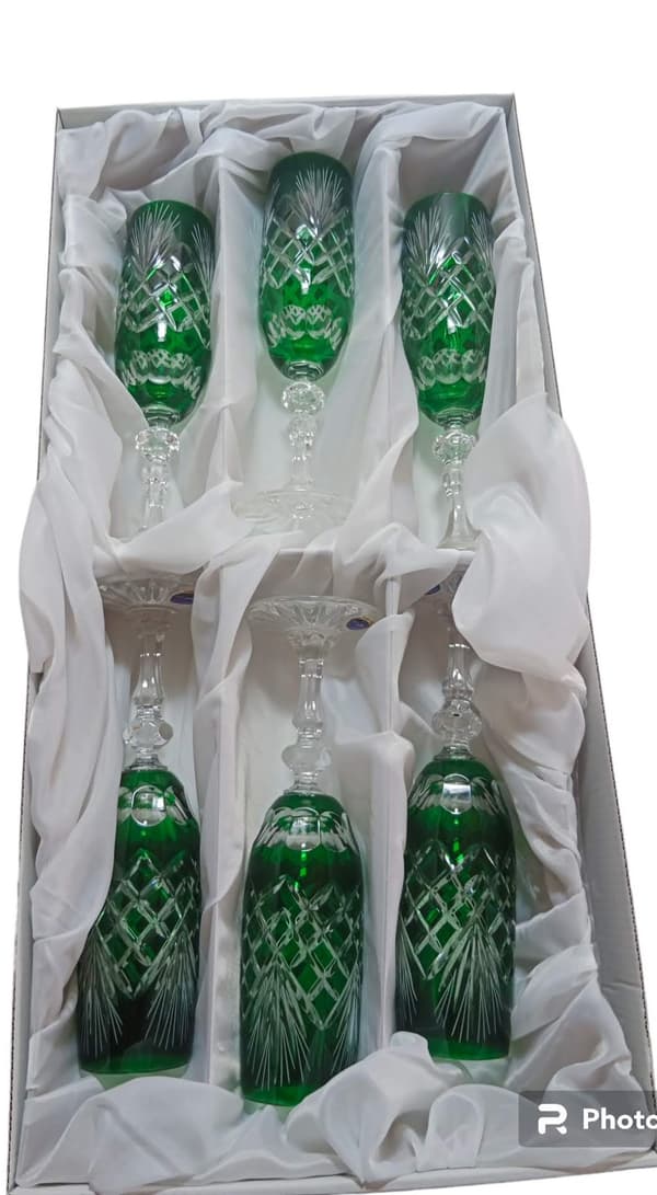 Smaragdfärgade kristall champagneglas 150 ml Ananas