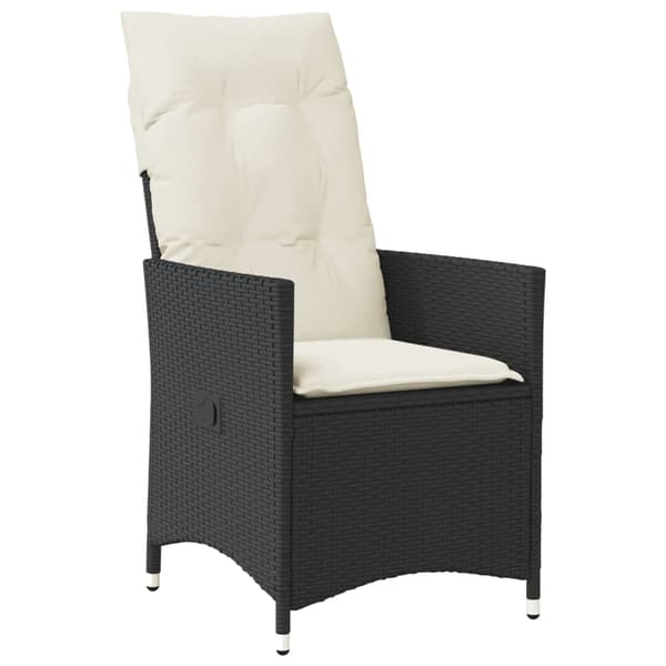 vidaXL havestol med hynder, sort polyrattan