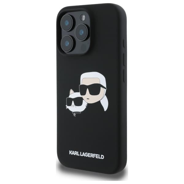 Karl Lagerfeld Silikone Dobbelthoved Print MagSafe-etui til iPhone 16 Pro, Sort