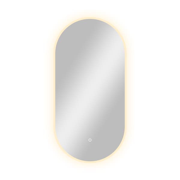 FIUME OVAL BADRUMSPEGEL 60X120 CM LED-BELYSNING, VÄRMEMATT