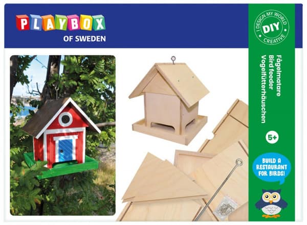 Gør-det-selv fuglehusfoderhus i træ 225x240x226mm
