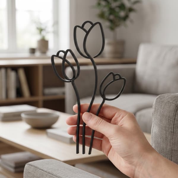 Sæt med 3 dekorative sorte tulipaner til vaser, moderne design