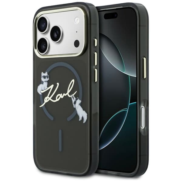 Karl Lagerfeld IML Choupettes Karl Script Logo MagSafe-etui til iPhone 17 Pro Max, sort