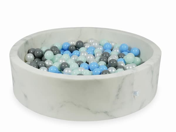 Tør pool 110x30 marmor med 400 bolde: lys mint, lyseblå, grå, perlemor