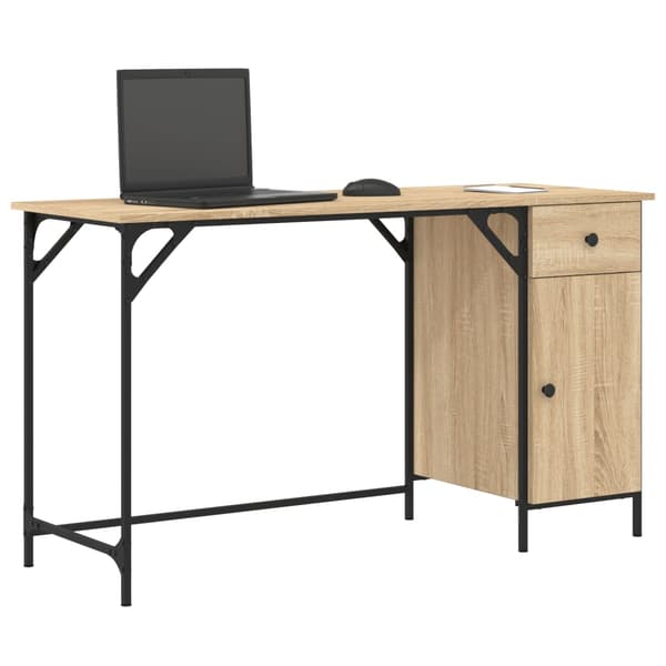 vidaXL computerbord, Sonoma eg, 131x48x75 cm