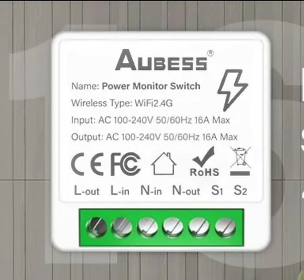 Wifi Tuya Smart Switch Aubess 16A DIY-switch, strømmåler, wattmåler