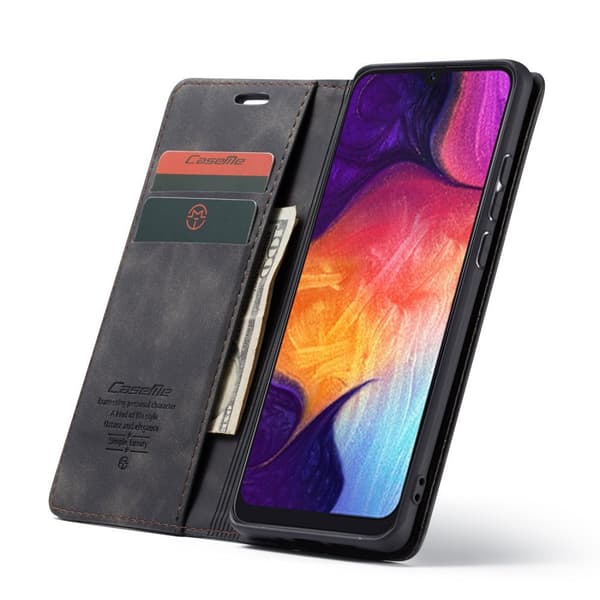 CASEME Etui til Samsung Galaxy A50/A50S/A30S, Læderpung, Sort