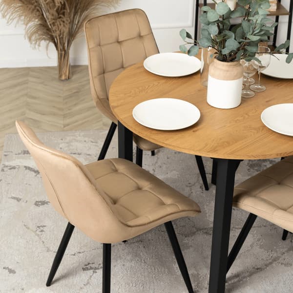 RIO Beige Velour Moderne Loft Spisebordsstol med Polstring