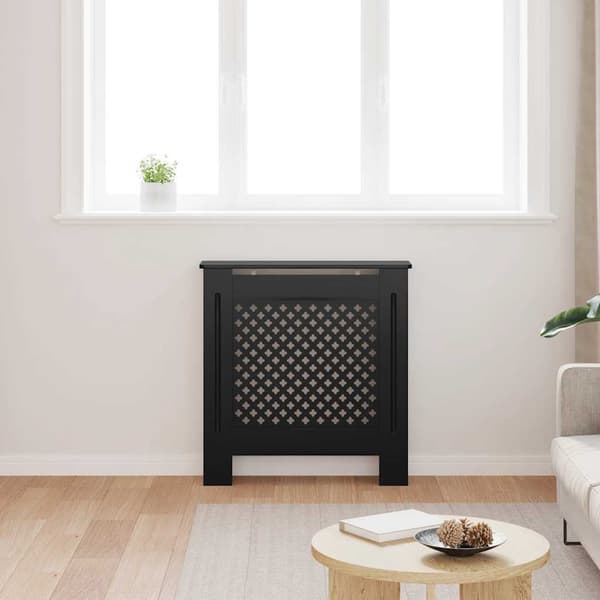 vidaXL radiatordæksel, MDF, sort, 78 cm
