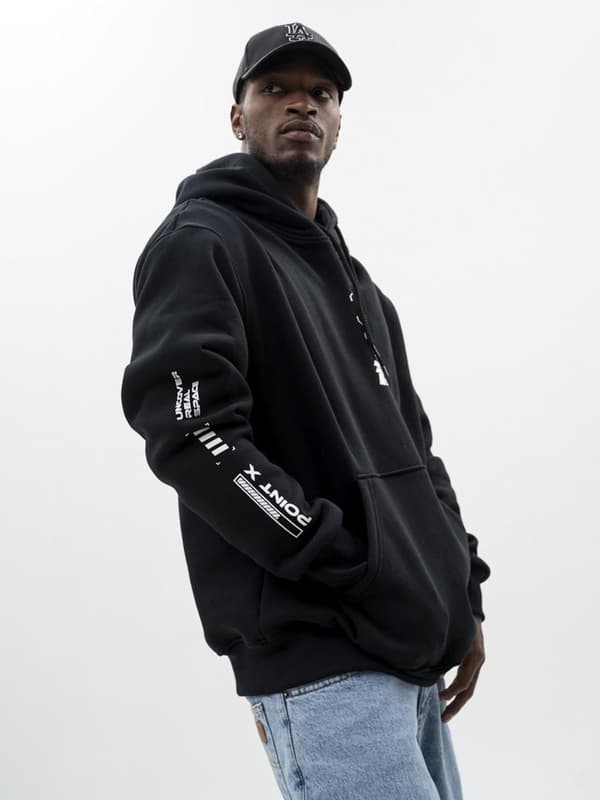 Techwear Oversize Point X Board -huppari, musta M