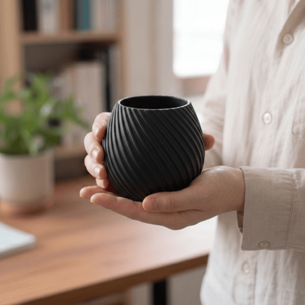 Moderne designer spiralblomsterpotte sort til planter