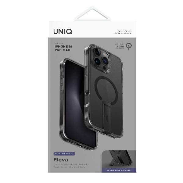 UNIQ Eleva-cover med Vertica-stativ til iPhone 16 Pro Max, sort