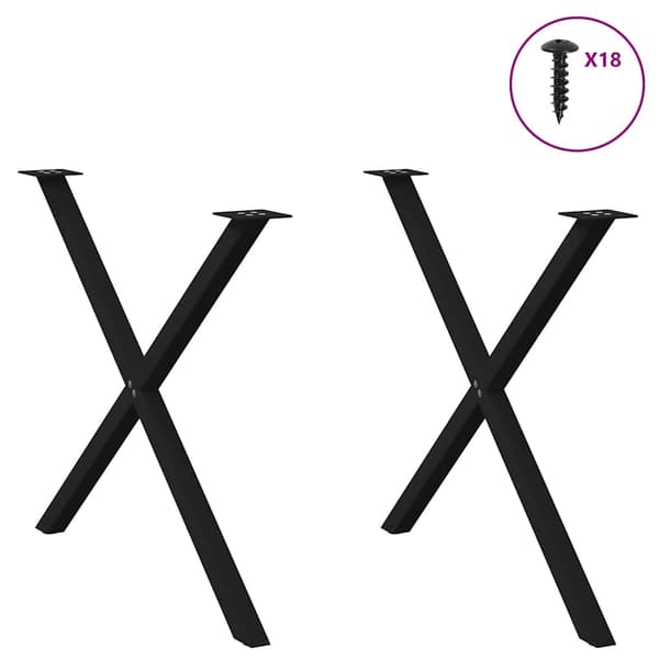 vidaXL spisebordsben, 2 stk., sort, 90x(72-73) cm, stål
