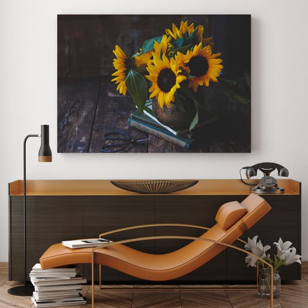 Canvastaulu Auringonkukkia maljakossa 120x80 cm