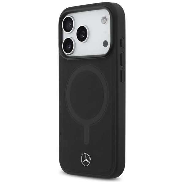 Mercedes Plain Smooth Leather MagSafe -kotelo iPhone 17 Prolle, musta