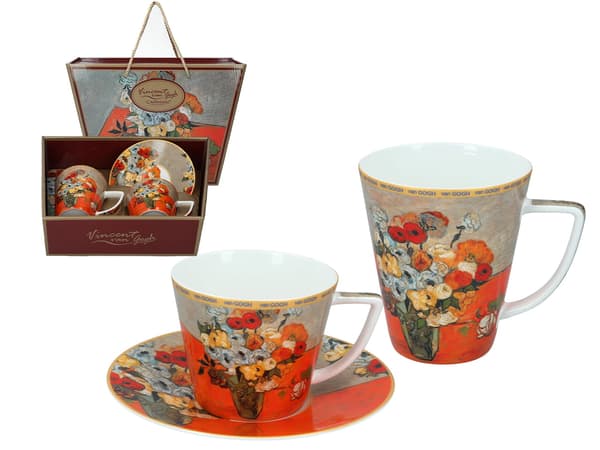 Carmani, set för två: kopp + mugg - VAN Gogh/Rosor och anemoner
