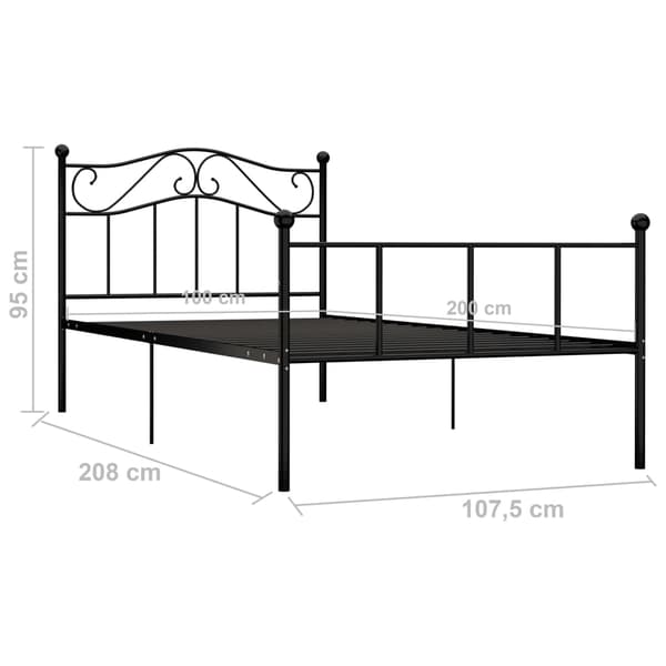vidaXL sengestel sort metal 100 x 200 cm