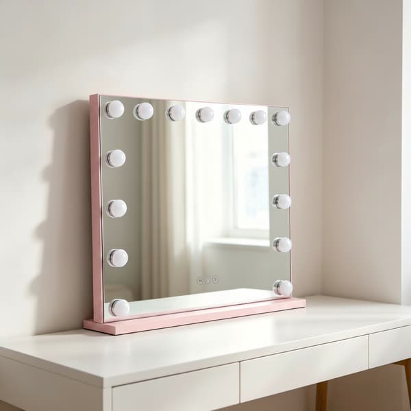 Hollywood sminkspegel 58x48 LED rosa