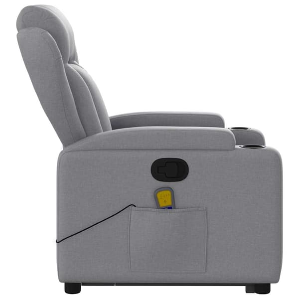 vidaXL Lyftbar massagefåtölj ljusgrå tyg