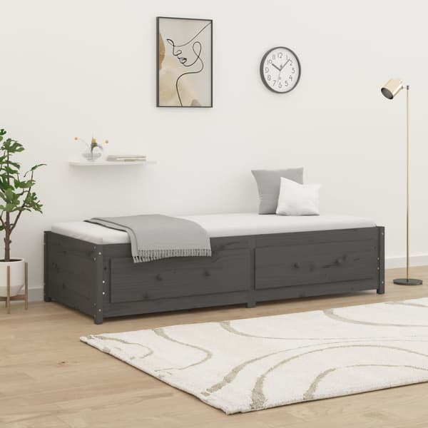 vidaXL Vuodesohva, harmaa, 90x200 cm, massiivimänty