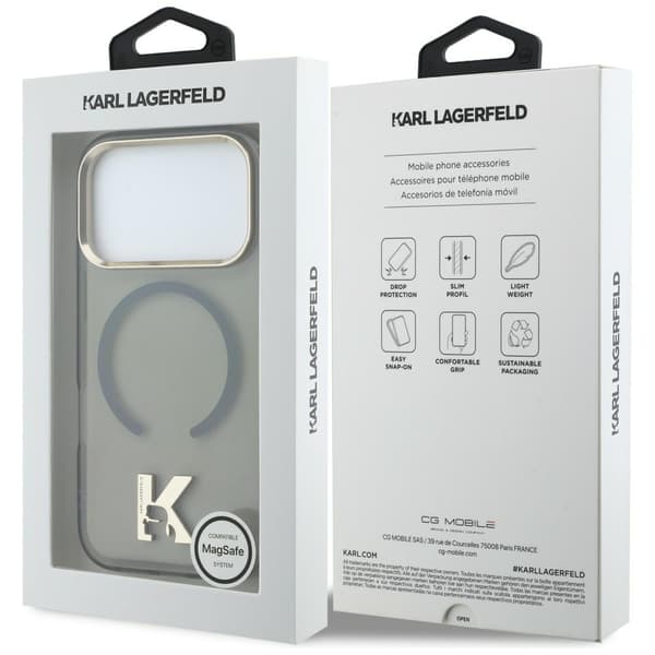 Karl Lagerfeld IML K-hovedlogo MagSafe-etui til iPhone 17 Pro, sort