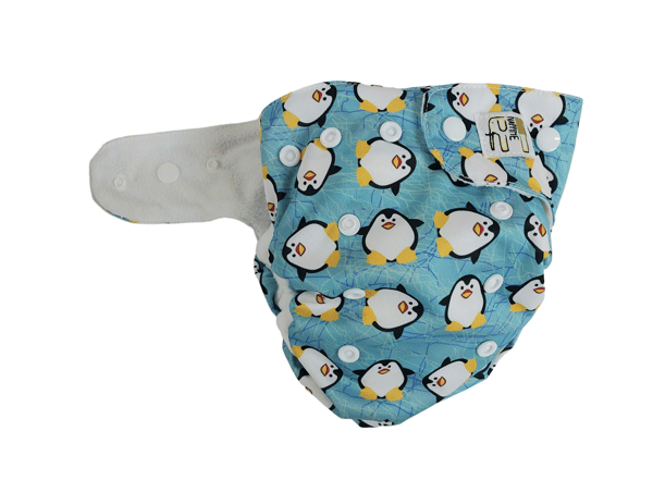 NappiMe vaskbare mikrofiberbleer med lommer, pingvinprint.