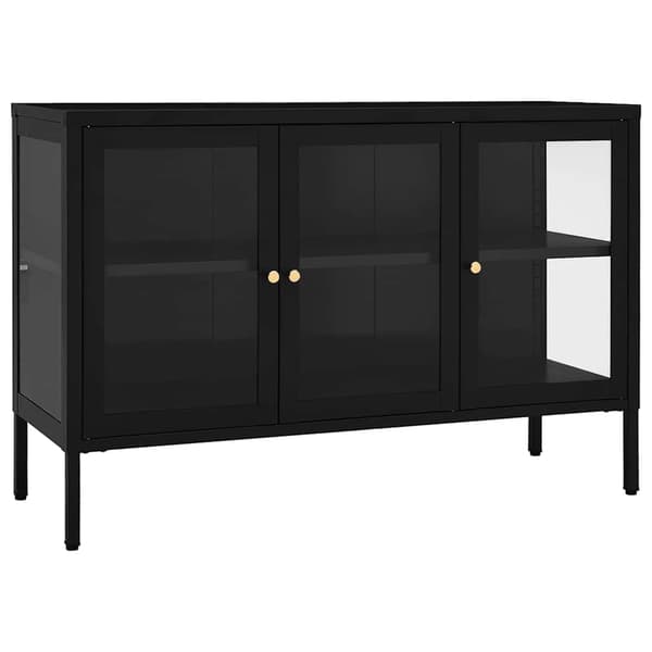vidaXL sideskab sort 105x35x70 cm stål og glas